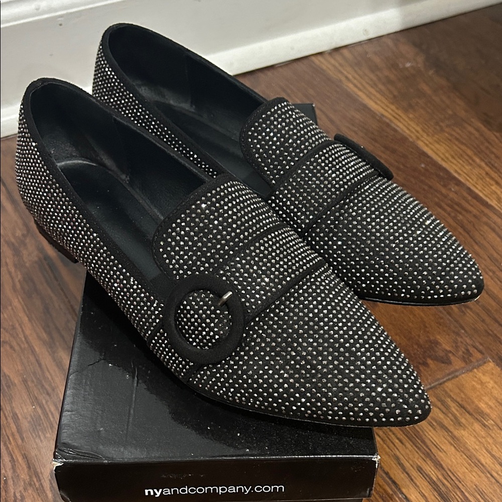 New York & Company Black Studded Loafers